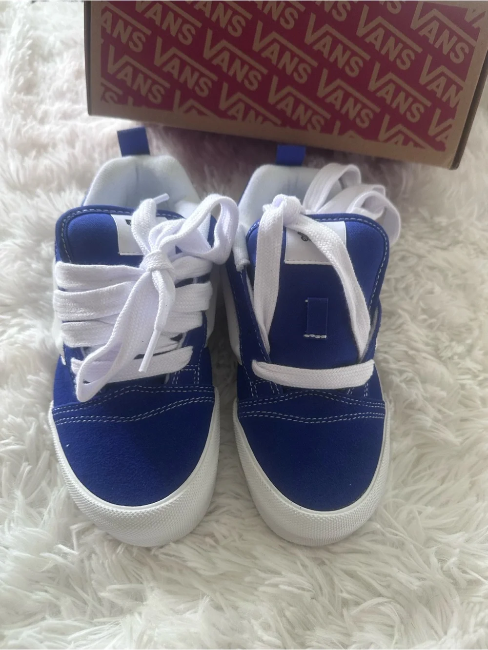 NEW Vans KNU SKOOL Kids Blue Skate-Style Sneakers with White Stripe size 3